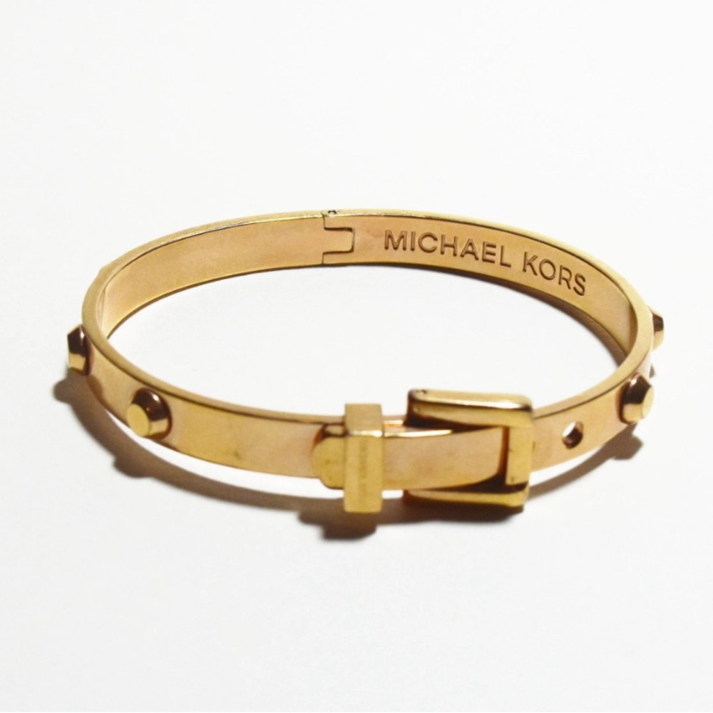 MICHAEL KORS Gold Buckle Stud Bangle Bracelet